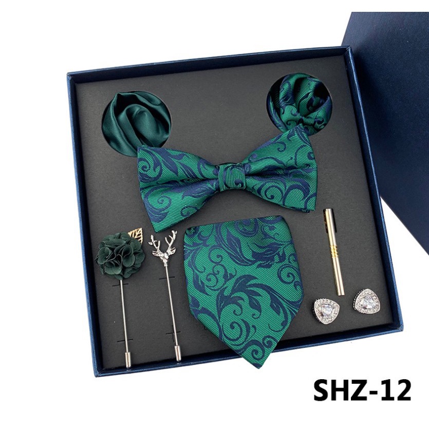 Bộ Cà Vạt + Nơ + Khuy Măng Sét Hình Vuông Sang Trọng Trọng Trọng Trọng Trọng Lượng Nhẹ 24H