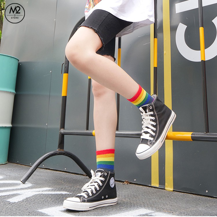 [Hot Trend] Tất Nữ Cổ Cao 7 Sắc Cầu Vồng TNG12