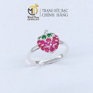 Nhẫn trẻ em hình quả dâu bạc nguyên chấ sáng đẹp, trang sức bạc cao cấp Minh Thoa JEWELRY