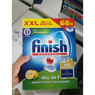 Viên rửa bát Finish All in one (hộp 66 viên) dùng cho máy rửa bát