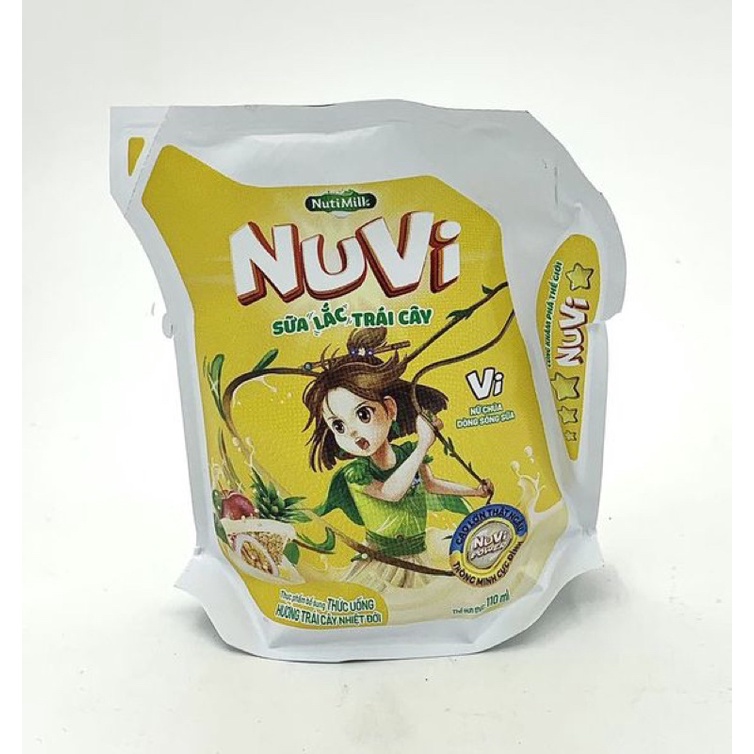 (24túi x110ml) Sữa Nuvi các vị trái cây nhiệt đới, hương cam, dâu ép, đào táo ép, lúa mạch cacao