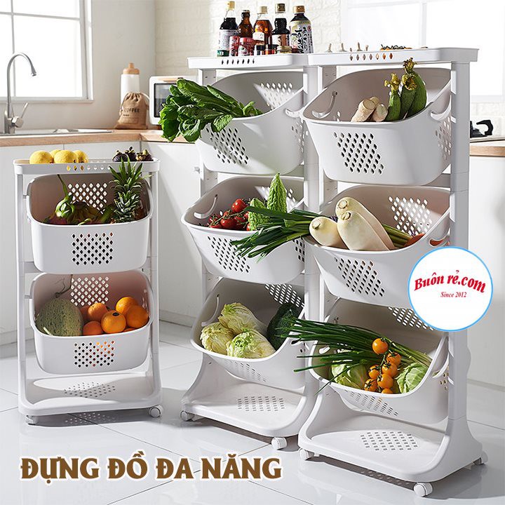 Kệ nhựa plastic 4 tầng Việt Nhật (3 giỏ + 1 nắp) - Kệ đựng đồ dùng cho bé, quần áo, khăn, tã, sữa có bánh xe - br 01233