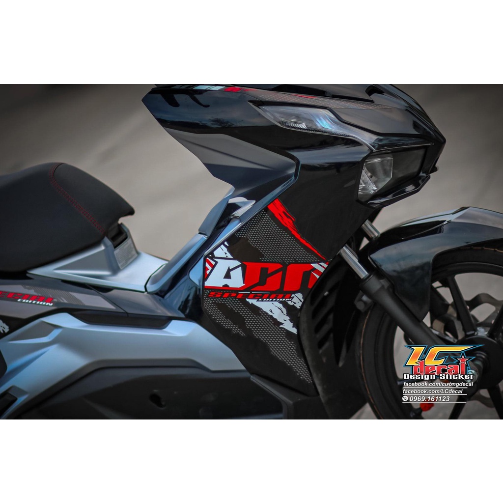 Tem rời xe AirBlade - mẫu Special Edition ADN đỏ dán xe đen - không bay màu