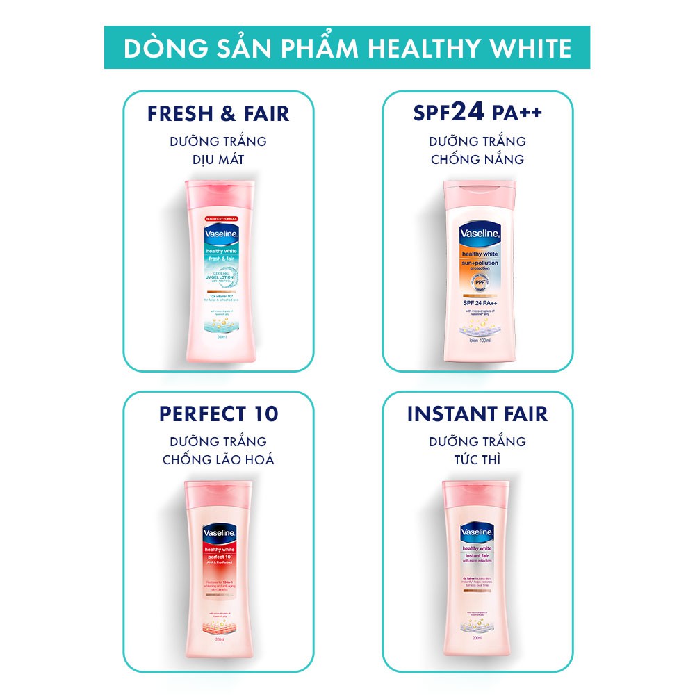 Sữa Dưỡng Thể Trắng Da Tức Thì Vaseline Healthy White Instant Fair Lotion