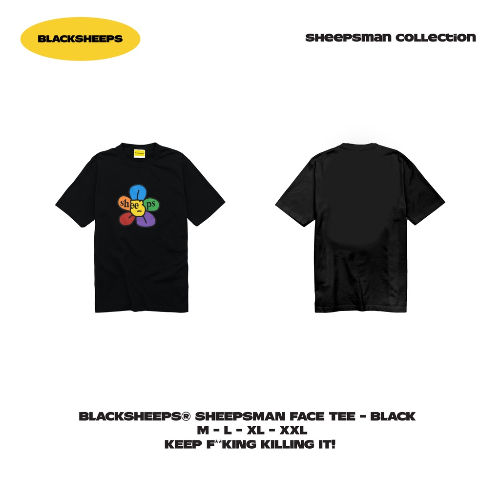 Áo thun Form Suôn Traditional Fit BLACKSHEEPS® Tay Ngắn Màu Đen aka SHEEPSMAN FACE TEE - BLACK