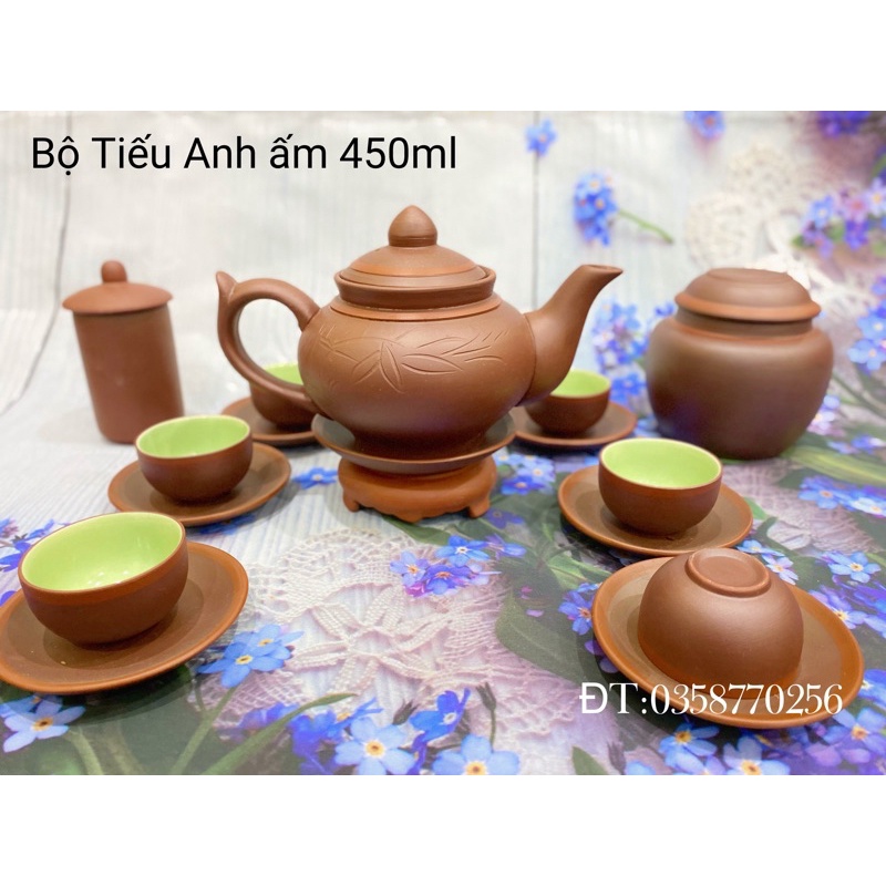 Gốm sứ Bát Tràng-Ấm chén Tử sa,đất nung đỏ-Bộ ấm Tiếu anh(bộ không đi kèm 2 món phụ kiện)
