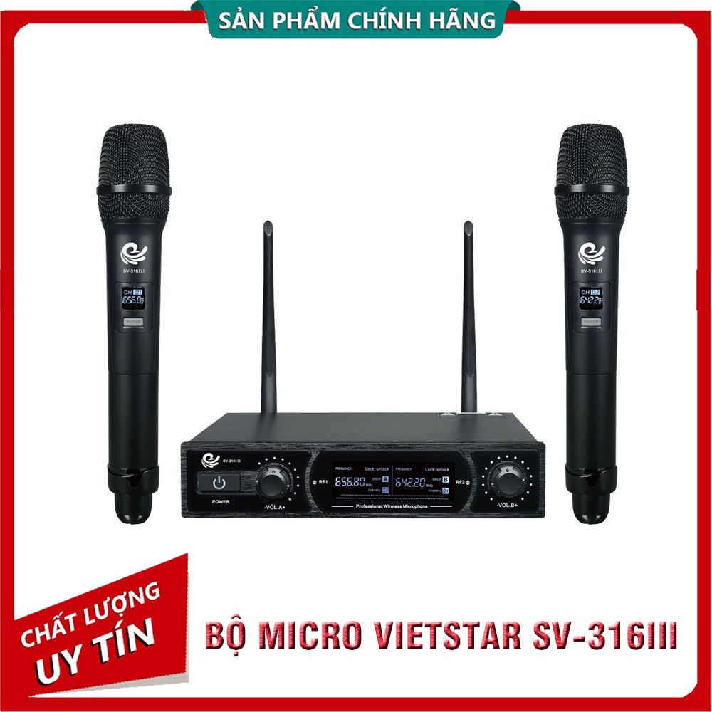 Micro Không Dây, Micro đôi Hát Karaoke MV02/ VS-316, Chuyên Dành Cho Mọi Loa Kéo, Âm Ly - Hát Nhẹ Và Êm - BH 12 Tháng