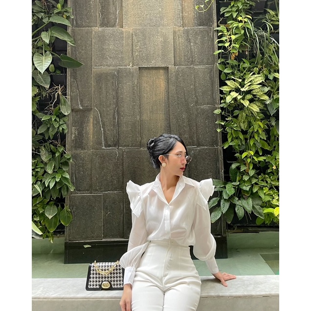 VELLE DESIGN áo sơ mi lụa tơ tay cánh tiên Lisa chất lụa tơ organza mượt mát không nhăn