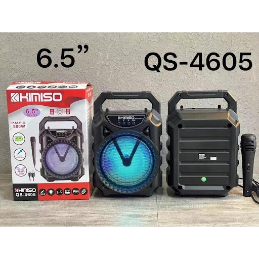 Loa Karaoke Mini Kimiso QS-4605 LED , Loa Kết Nối Bluetooth Nghe Nhạc Hát Karaoke Cực Hay  + Tặng kèm 1 Micro