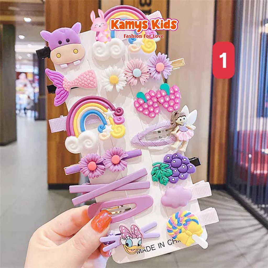 Set 14 kẹp tóc xinh xắn cho bé gái KAMYS KIDS