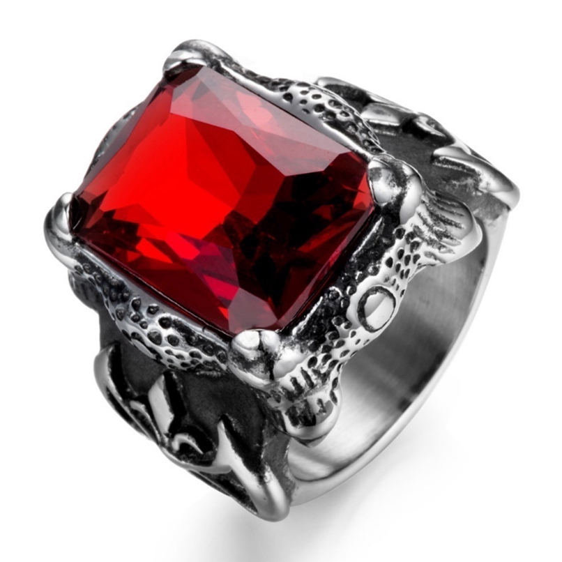 Nhẫn đeo ngón tay thiết kế móng vuốt rồng đính đá ziron thời trang