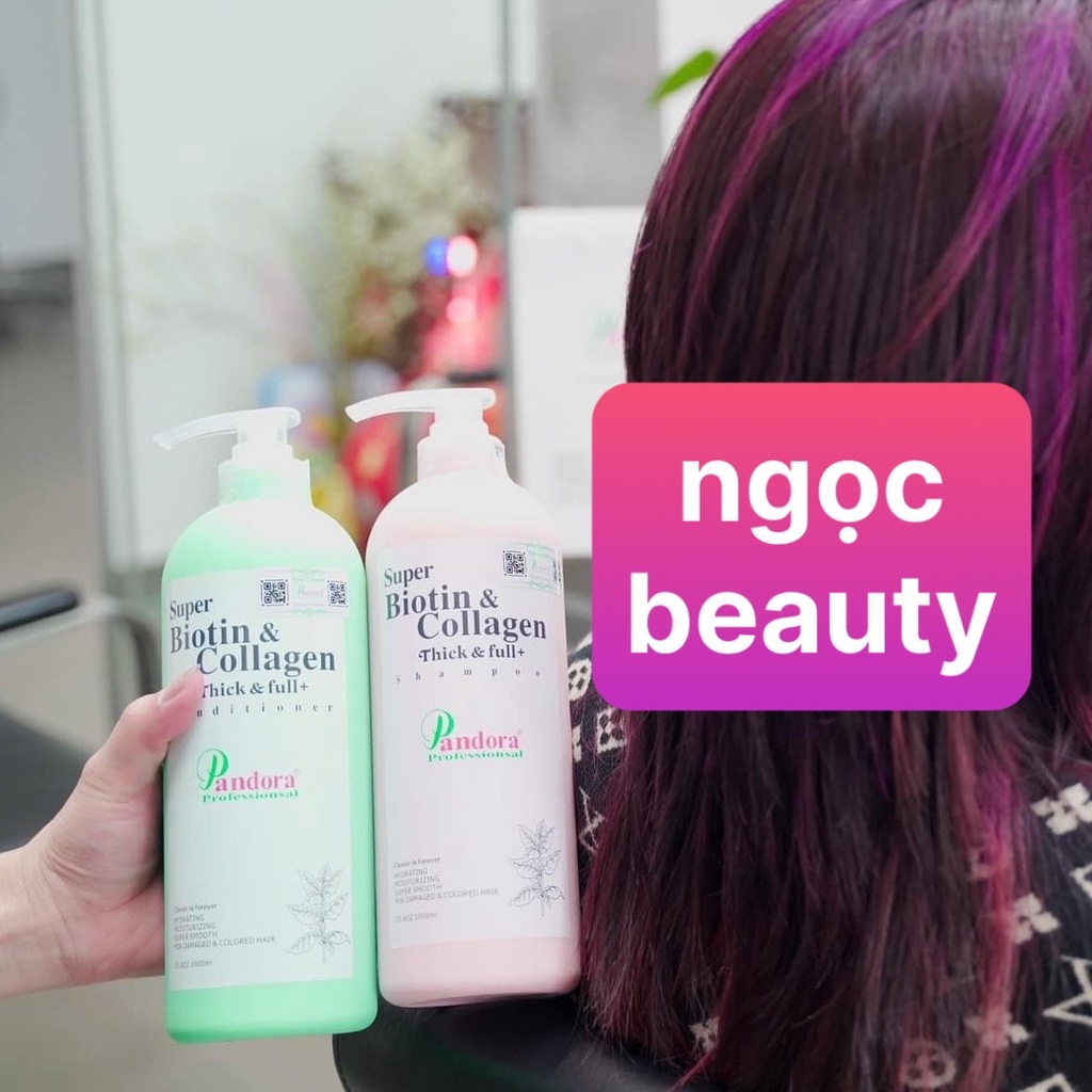 Cặp Dầu Gội Xả Super Biotin Collagen Thick Full Pandora Siêu Phục Hồi Mềm Mượt Hương Nước Hoa 1000ml
