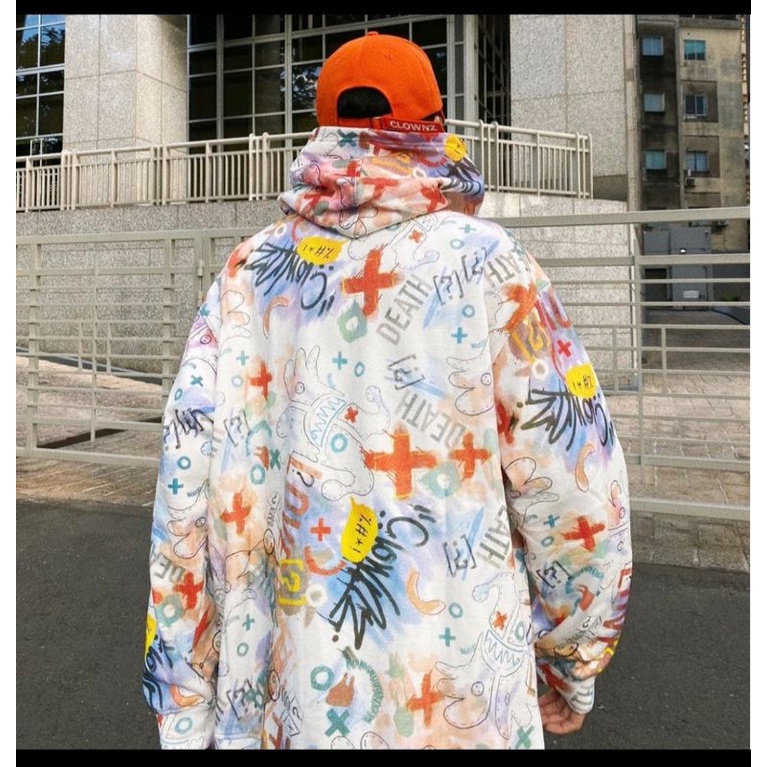 Hoodie Typography ClownZ trắng+tím "Chính Hãng"