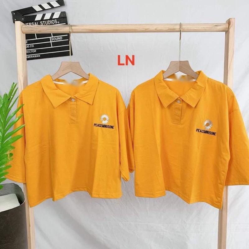 Áo croptop polo hoa cúc peace LN11 0321