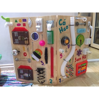 Bảng đồ chơi Busy board gỗ thông 60x80 phát triển kỹ năng vận động tinh cho trẻ gồm 32 chi tiết