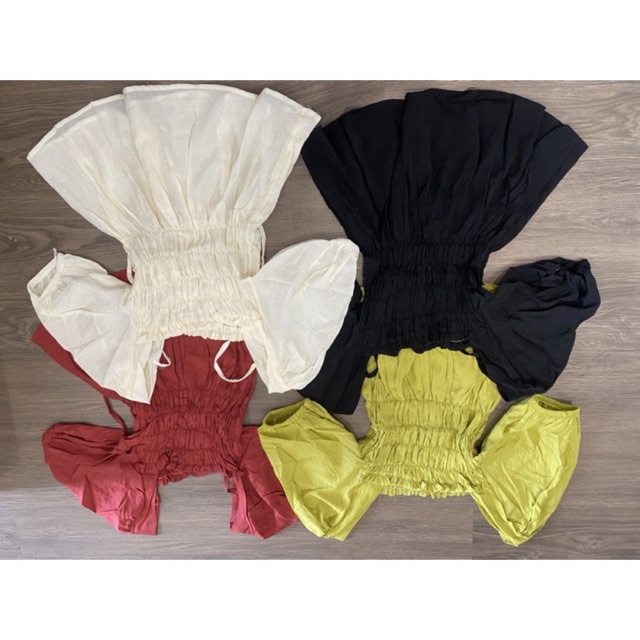 Áo Nữ dáng babydoll nhún ngực tay bồng tiểu thư m140