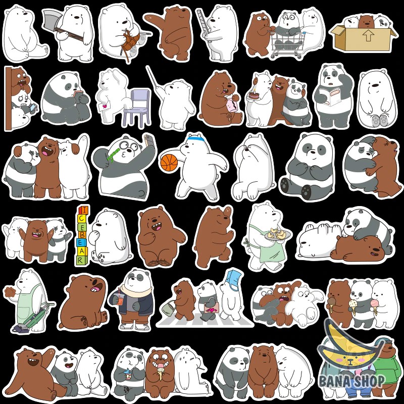 Set 36 sticker We Bare Bears (Chúng tôi đơn giản là Gấu)