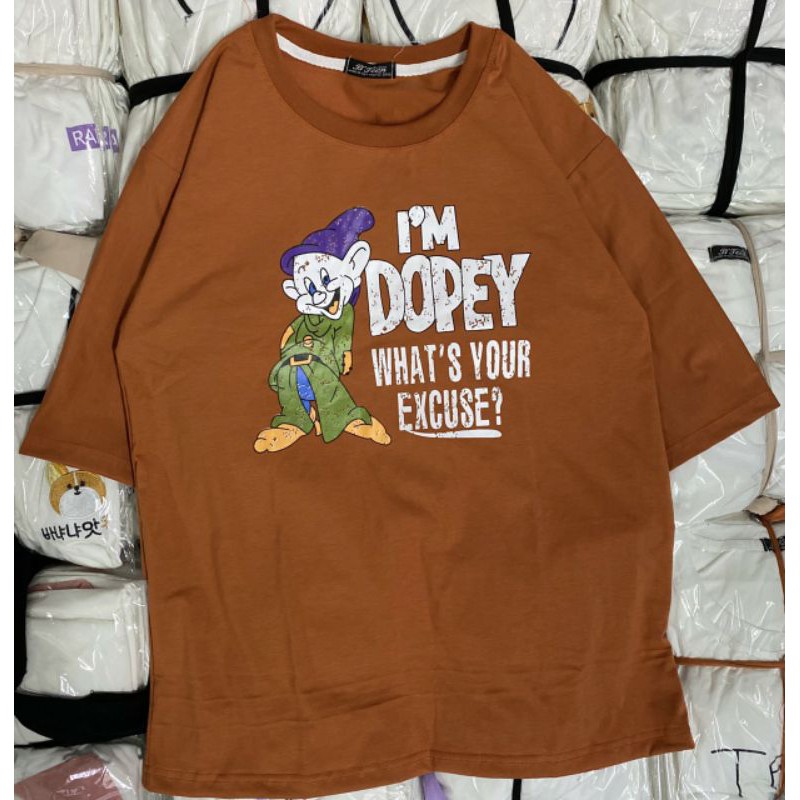 Áo thun Kèm hình thật% tay lỡ Unisex I'M DOPEY