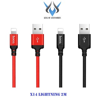 Cáp sạc dây dù Hoco X14 dài 2M, điện áp 2.4A cổng Lightning dành cho iPhone/iPad (Màu ngẫu nhiên)