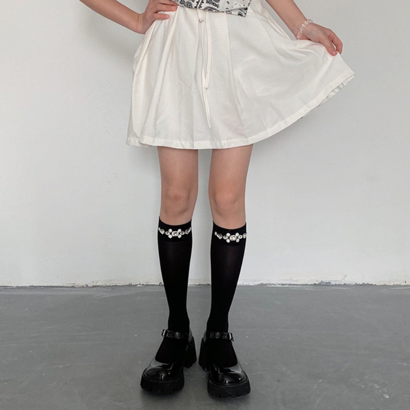 Youyo Vớ Dài Qua Gối Co Giãn Họa Tiết Kẻ Sọc Nhiều Màu Đính Kim Cương Pha Lê Phong Cách Lolita Mùa Hè Cho Nữ