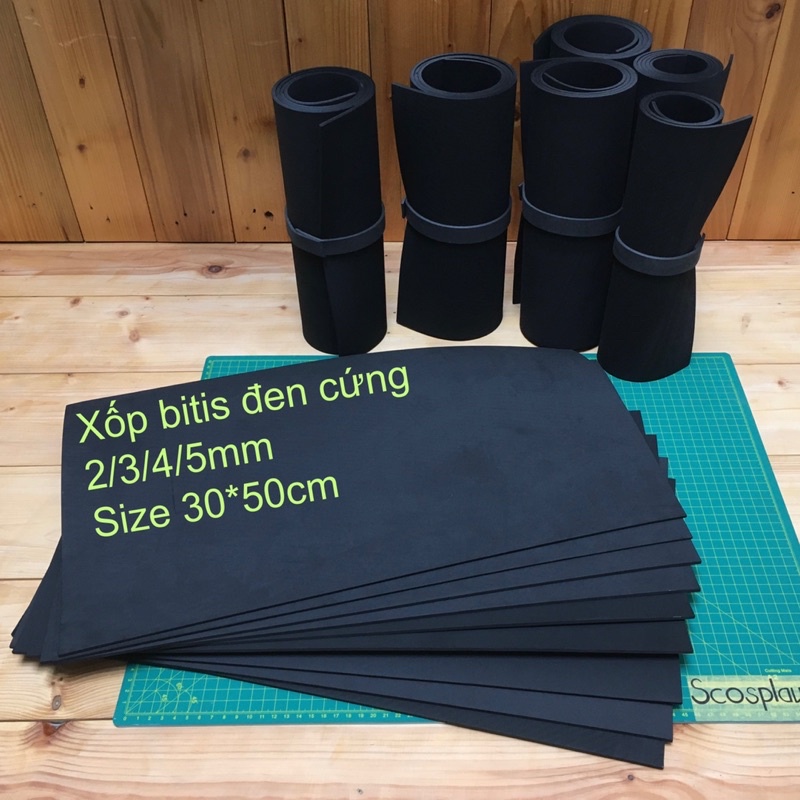 Xốp bitis 2mm/3mm/4mm/5mm Size: 30x50cm màu đen cứng làm đồ thủ công, DIY, Crafts.