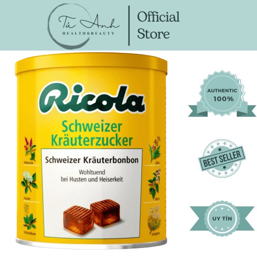 Kẹo ngậm ho thảo mộc Ricola Original Herb Đức 250g