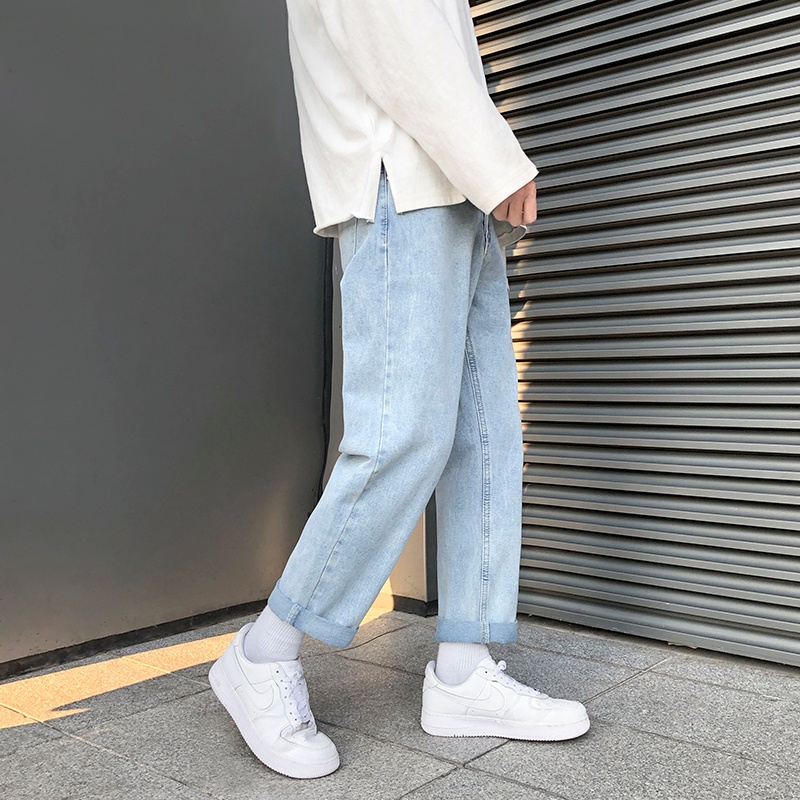 Quần jean nam baggy đen ống suông rộng vải bò jeans cao cấp dáng đứng không phai màu TR01