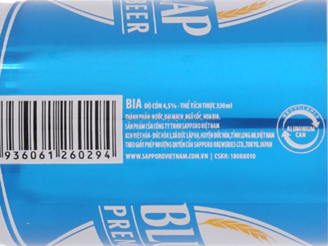 LỐC 6 LON BIA SAPPORO BLUE CAP 330ML TT  2/4/20