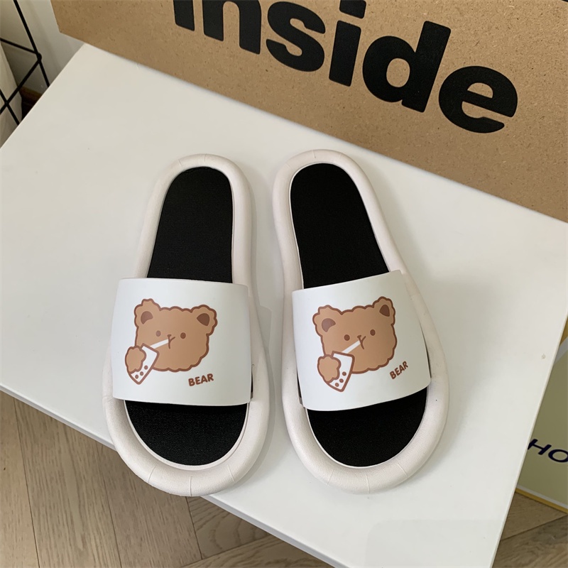 JY083 Quai  GBEAR 1  Dép quai ngang mặt gấu đế tròn dễ thương, giá học sinh,  dép mềm