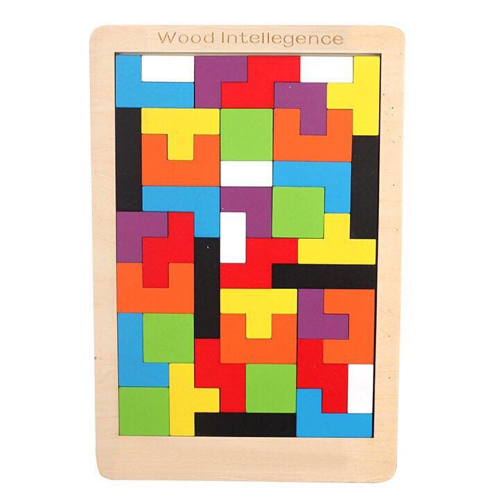 Đồ chơi xếp hình Tangram cho bé bằng gỗ 40 chi tiết. Kích thước: 27x18cm