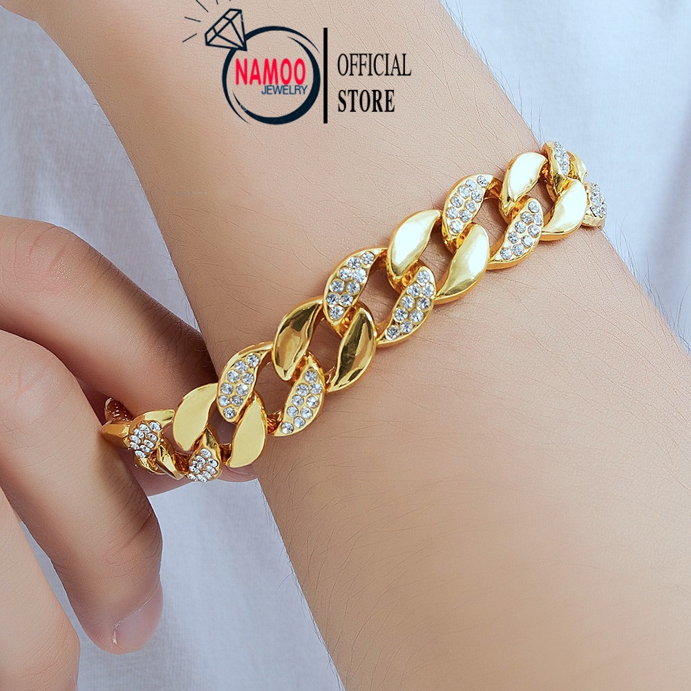Lắc Tay Xích Nữ Bản Lớn Đính Đá L912 Namoo Jewelry
