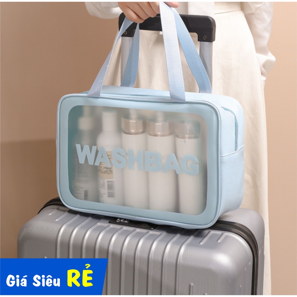 [Giá Siêu Rẻ] Túi Đựng Mỹ Phẩm WASHBAG Chống Nước Da Pu Nhựa PVC Trong Suốt