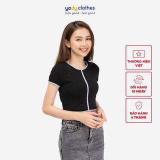 Áo thun nữ YODY croptop form ôm ngắn tay TSN4044
