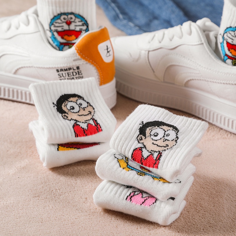 Vớ Doraemon Nobita Cổ Trung - Tất Doremon Unisex Dễ Thương