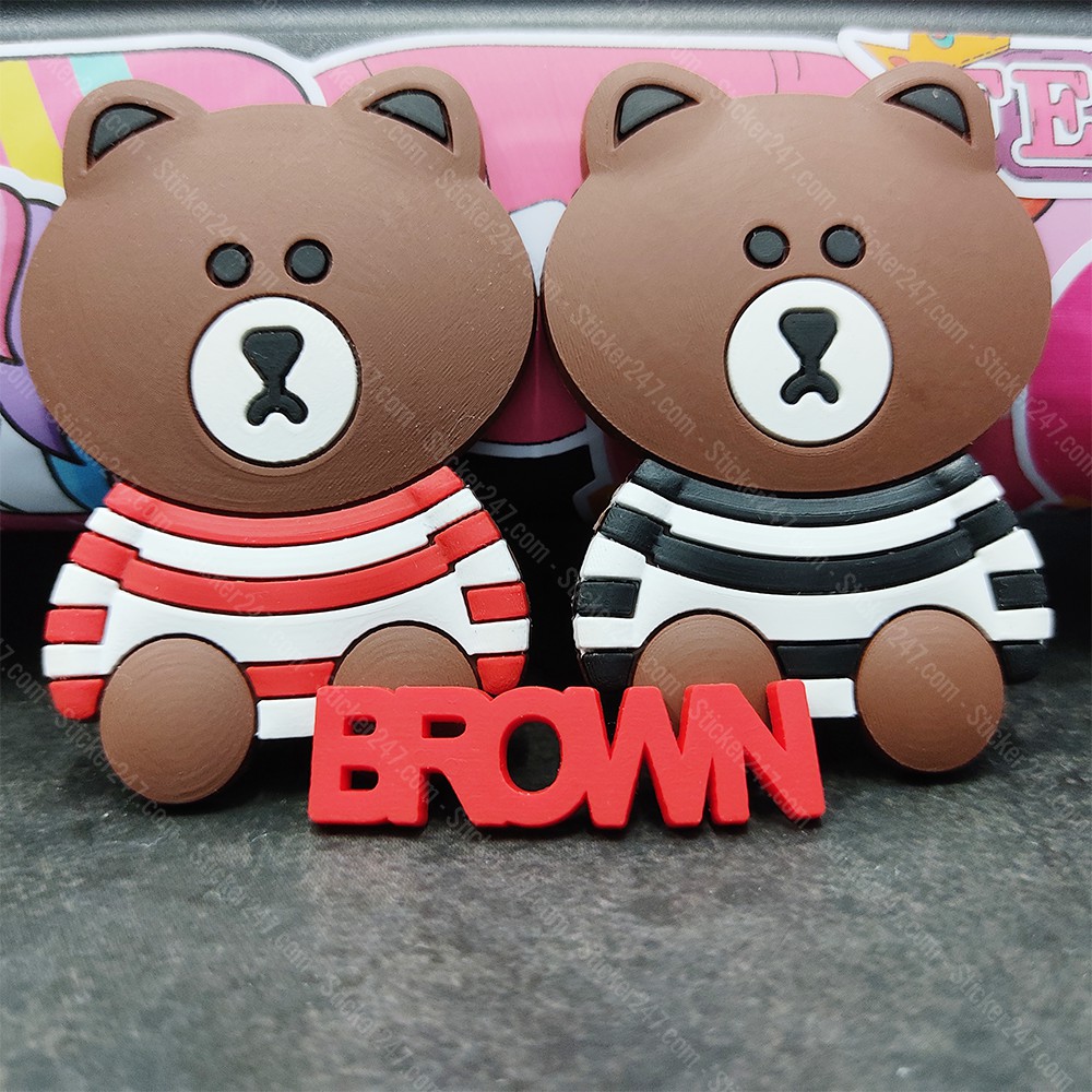 Hình dán Gấu Brown dễ thương bằng Silicon dẻo DIY dùng trang trí, decor, dán ốp lưng điện thoại, balo, sách...