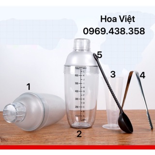 Bộ 5 món dụng cụ pha chế - bình lắc nhựa