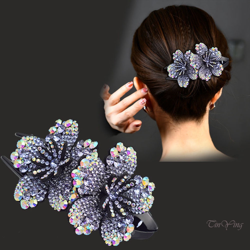 GETNOIVAS Kẹp Tóc Đính Đá Hình Hoa Sang Trọng Cao Cấp Cho Nữ