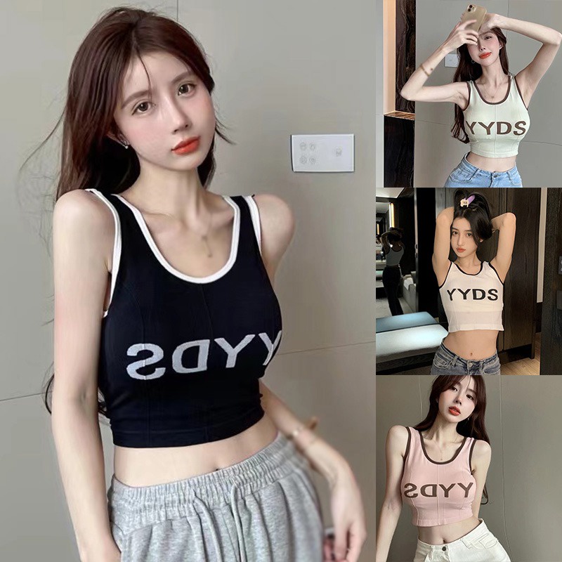 Áo Tank Top Thể Thao In Chữ Phong Cách Hàn Quốc Quyến Rũ Cho Nữ