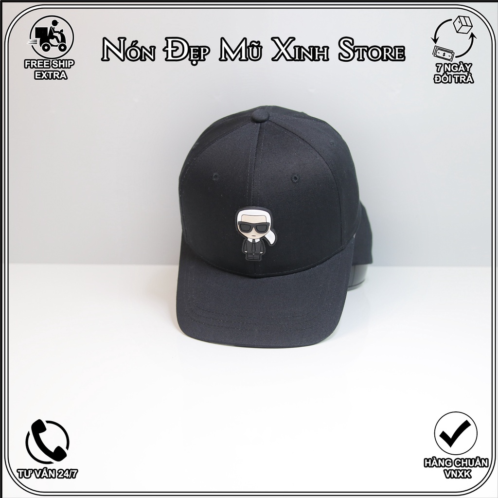 NÓN LƯỠI TRAI KARL LAGERFIELD màu đen chất vải cotton nhập Hàn Quốc, logo cao su nổi 3D,