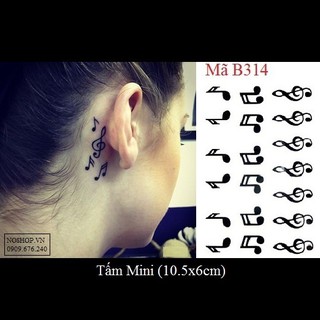 Xăm dán tattoo nốt nhạc B314