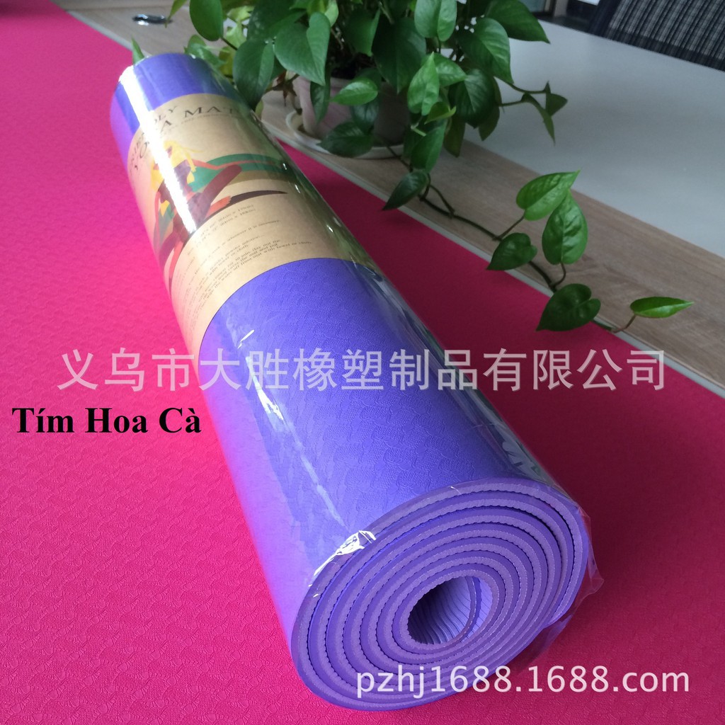 Thảm Yoga tặng kèm túi lưới TPE 2 lớp 6mm