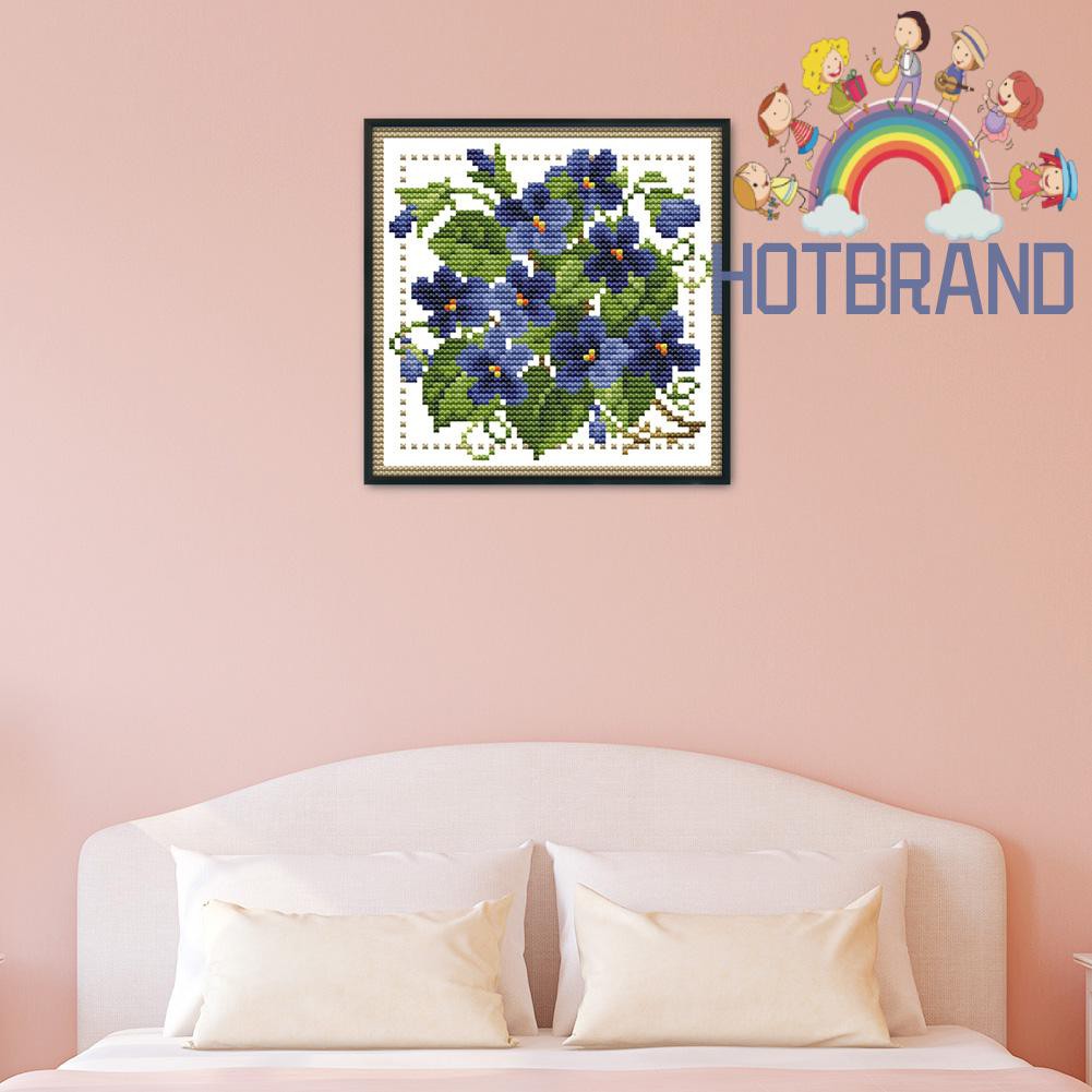 Bộ tranh thêu chữ thập 14CT hình hoa dễ thương 17x17cm DIY