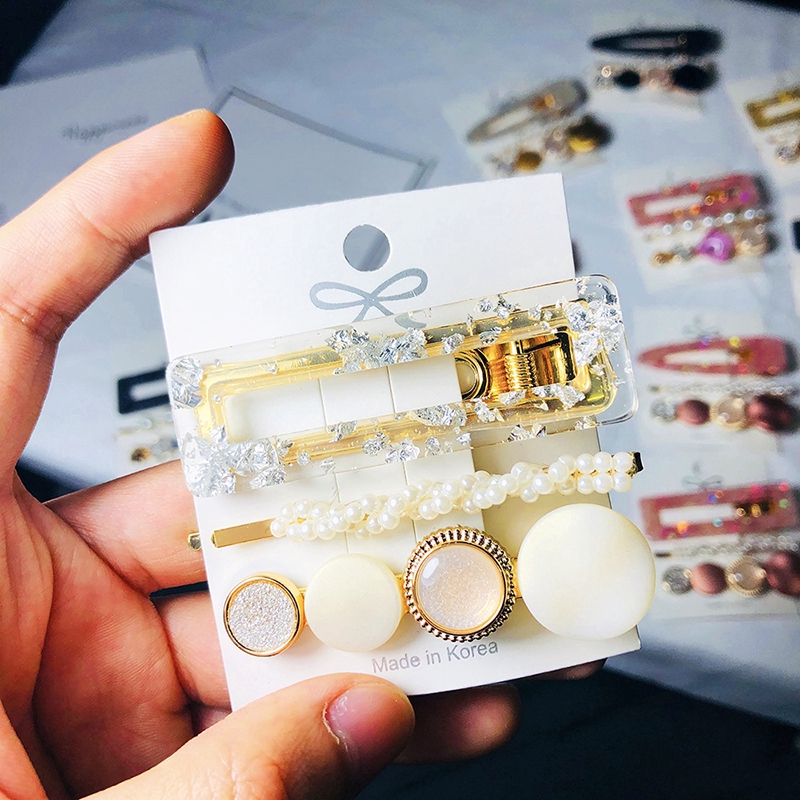 Kẹp tóc kim loại kiểu hình học thời trang