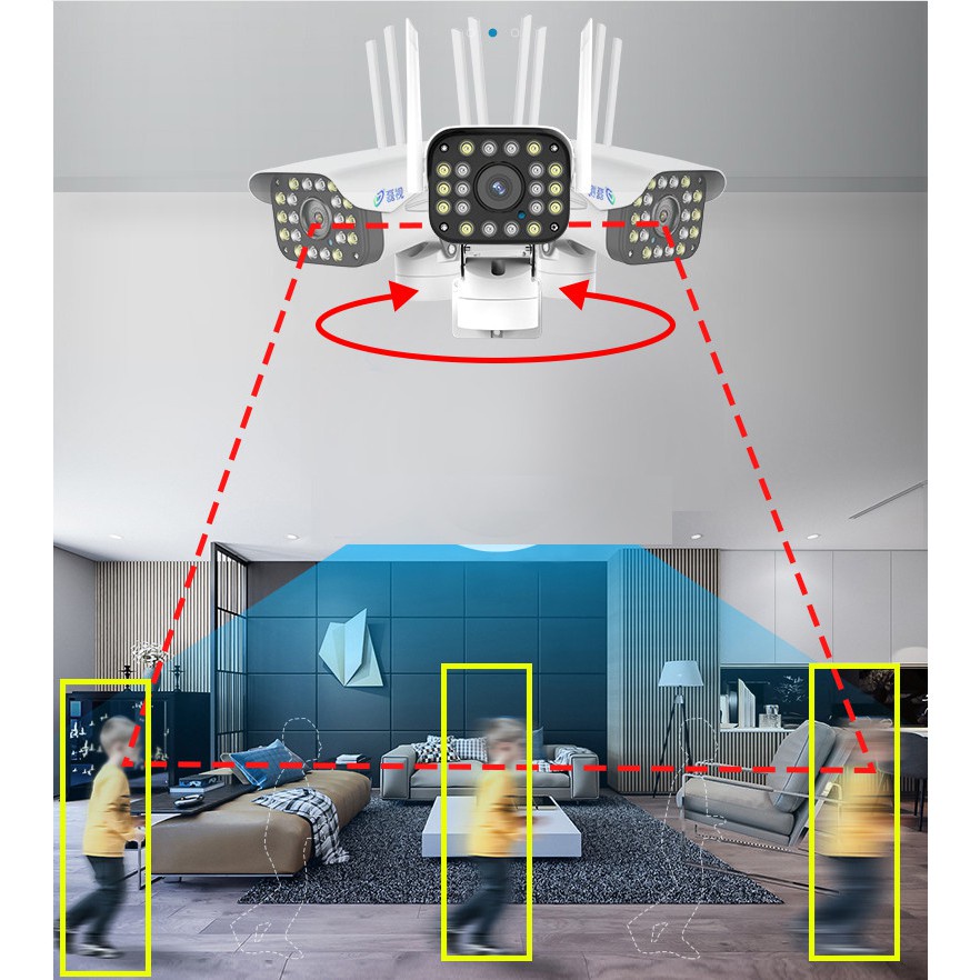 Camera wifi Yoosee ngoài trời 4 Râu 20 Led Xoay 360 độ 5.0Mpx Full HD 1920p, Đàm thoại , ghi âm , cảnh báo BH 5 năm