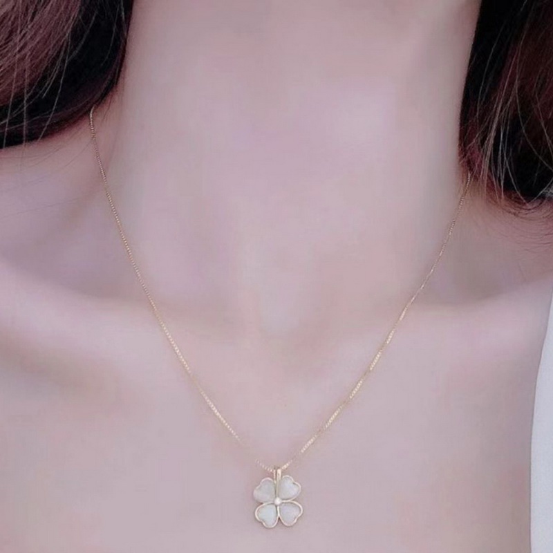 Vòng cổ BELLA-BEE mặt cỏ bốn lá đính đá zircon và vỏ sò thời trang