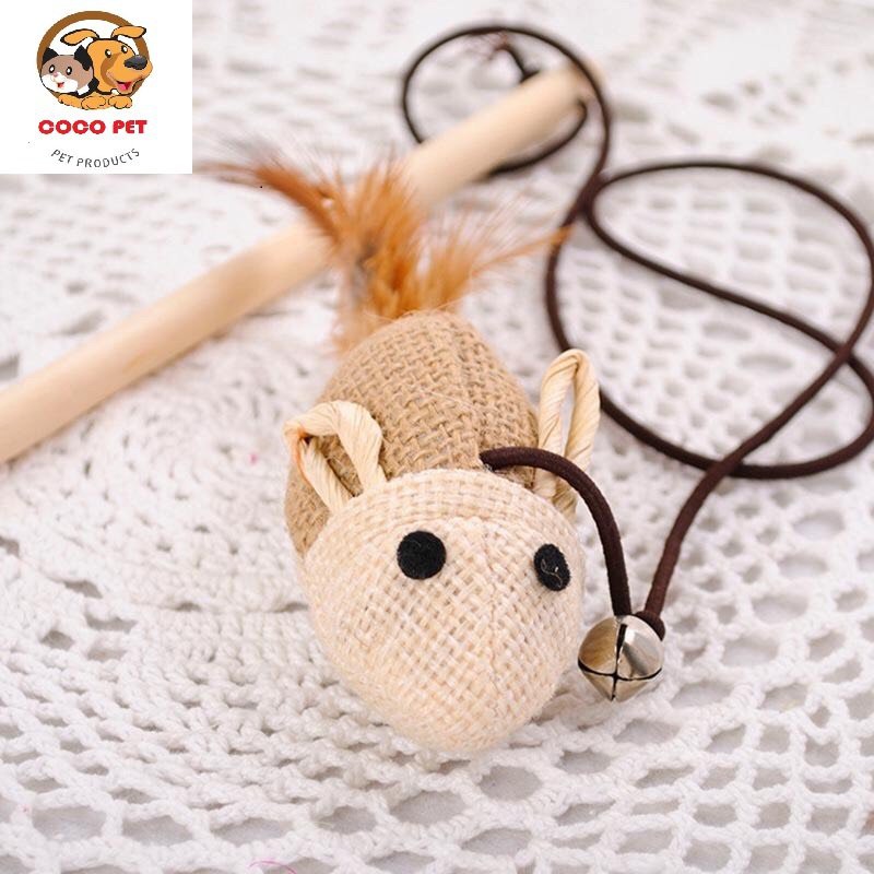 Đồ Chơi Cần Câu Mèo Cán Gỗ Hình Chuột