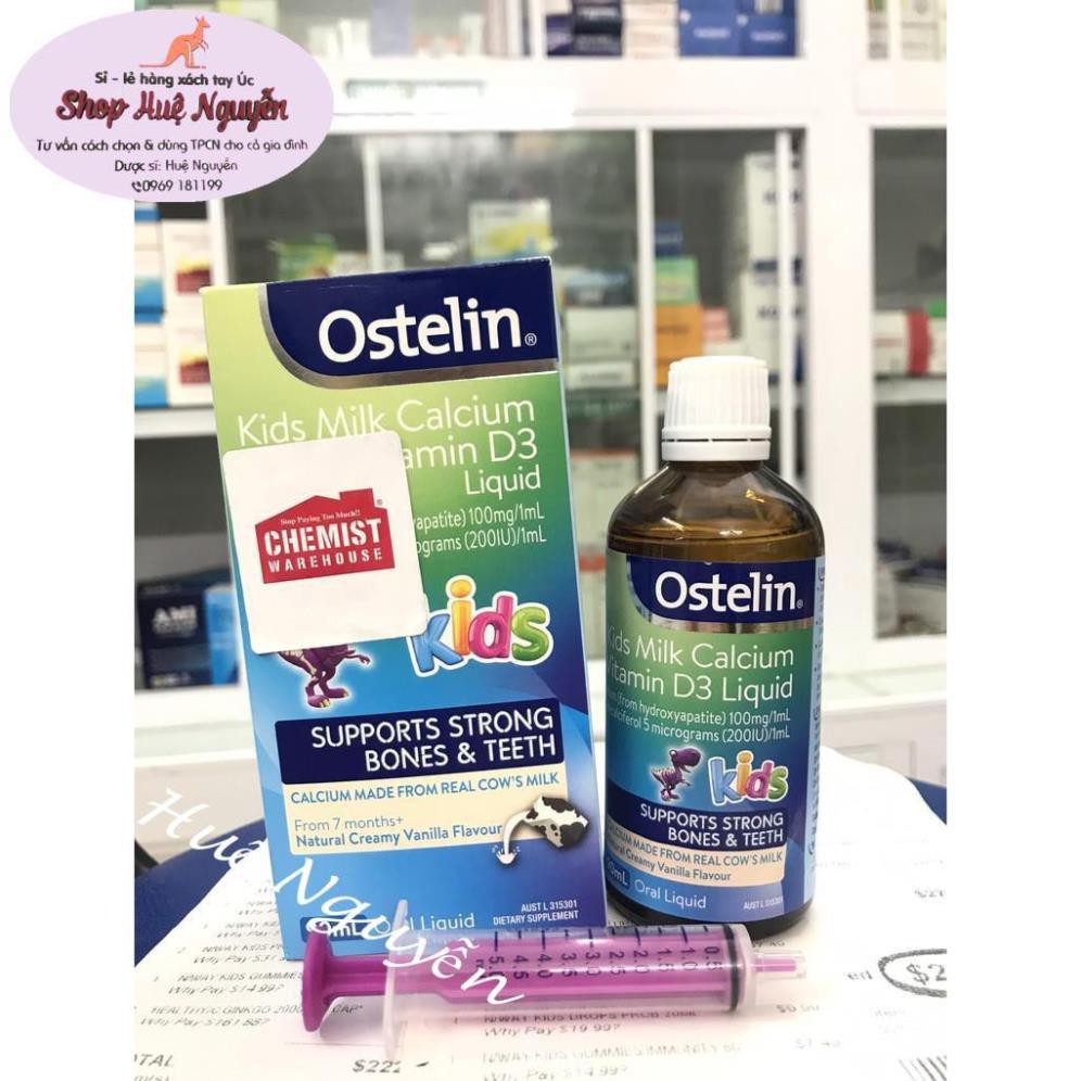 Canxi Ostelin Kids Milk Calcium &amp; Vitamin D3 Liquid - Canxi và Vitamin D3 dạng nước ( ÚC)