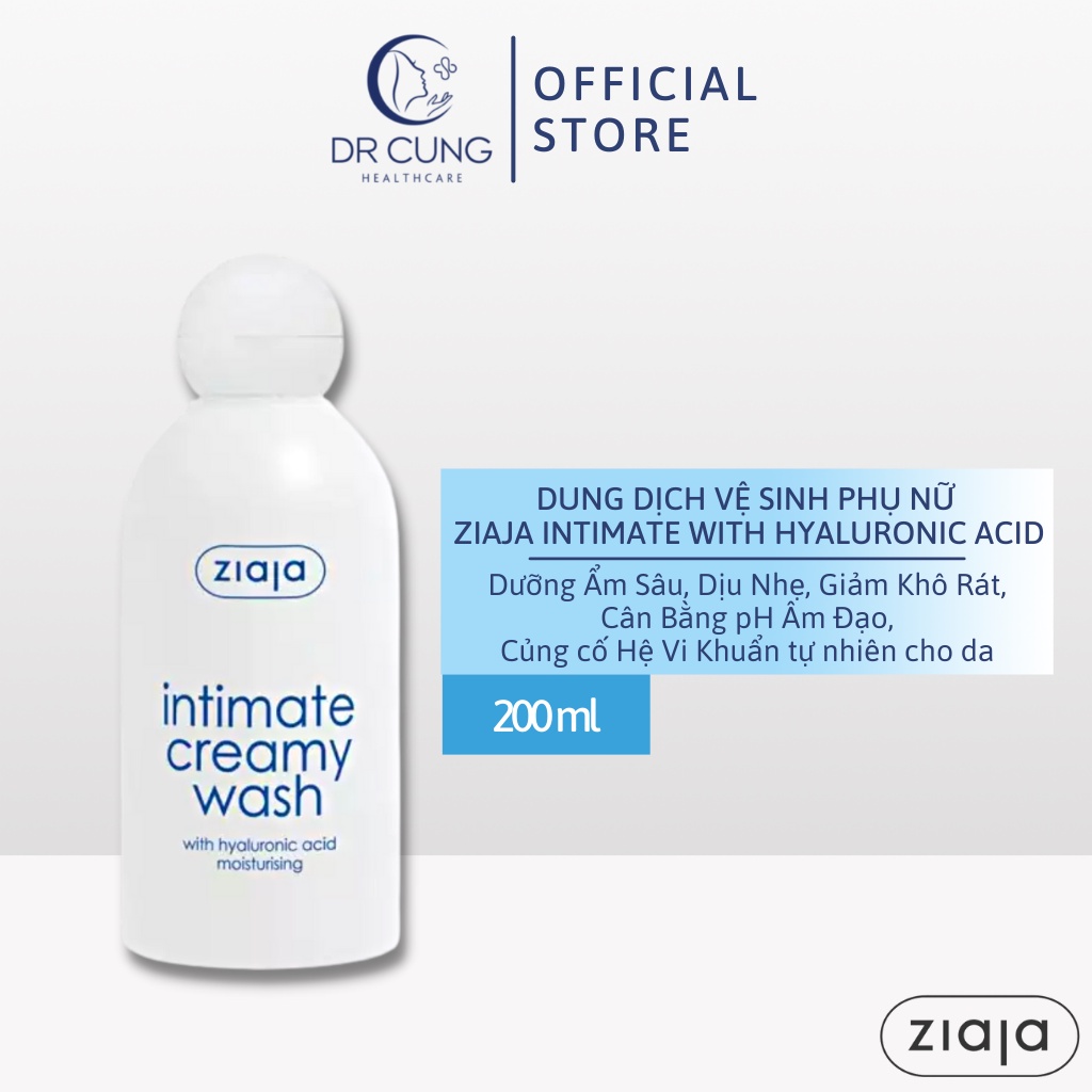 Dung dịch vệ sinh phụ nữ Ziaja Intimate with Hyaluronic Acid - Dưỡng Ẩm, Dịu Nhẹ, Giảm Khô Rát (Chai 200ml) [Chính Hãng]