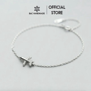 Lắc chân máy bay/Vòng chân máy bay bạc nguyên chất-Bạc Handmade