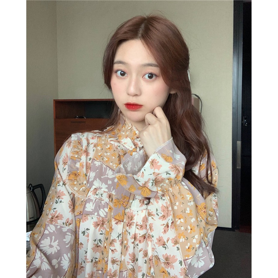 Đầm suông hoa đuôi cá form ngắn phong cách Hàn Quốc ulzzang